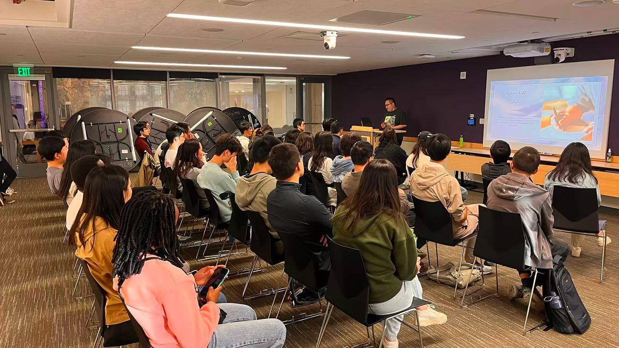 Students gathering for a campus fellowship event